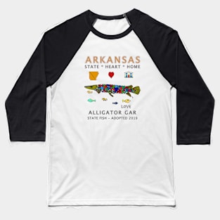 Arkansas, Alligator Gar, Love, Valentines Day, State, Heart, Home Baseball T-Shirt